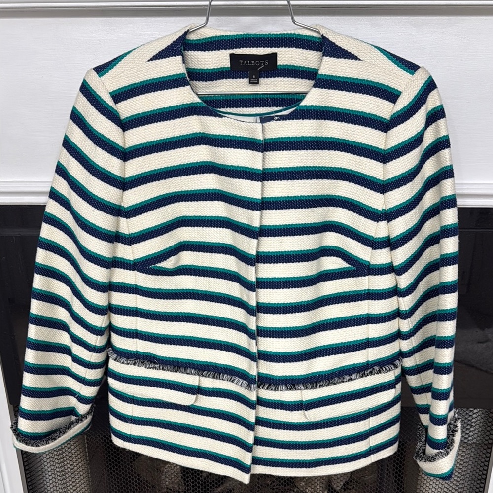 Talbots Blue and White Blazer with Long Sleeves
